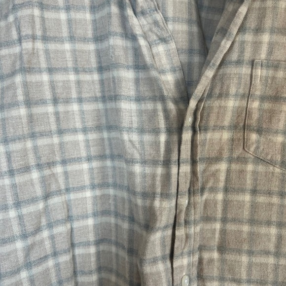 Frank & Eileen Eileen Button Up Shirt Women L Beige Grey Plaid Flannel Cotton - Picture 6 of 7